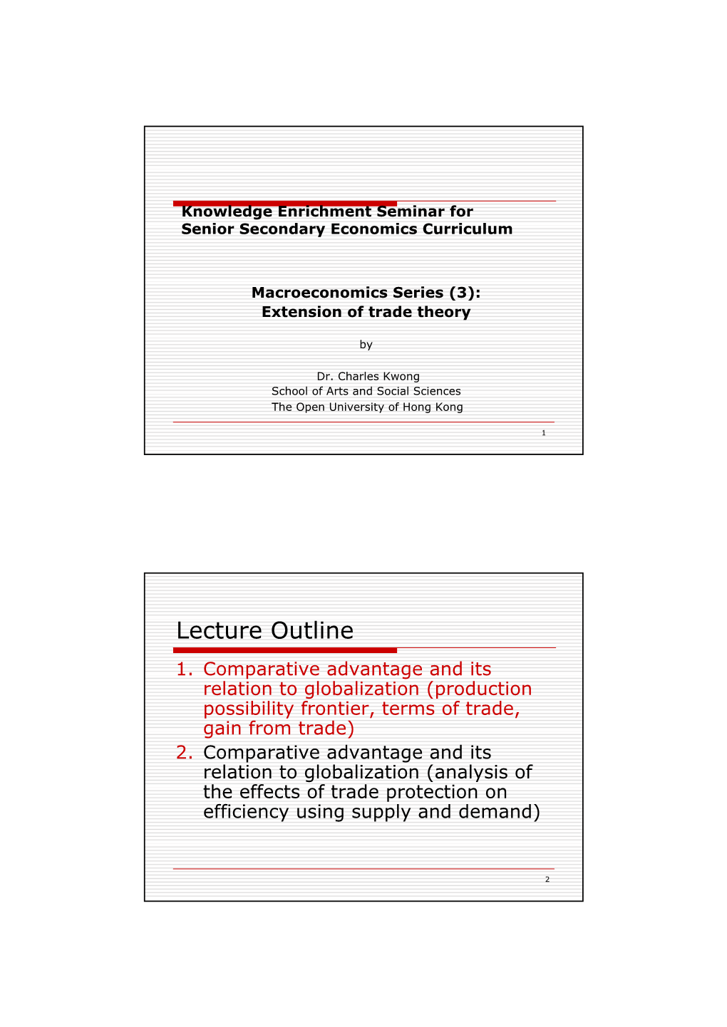 Lecture Outline 1