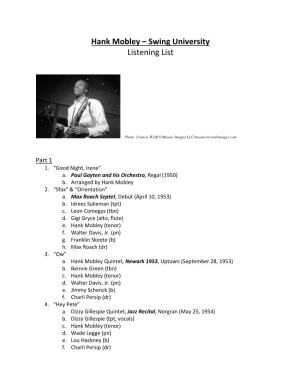 Hank Mobley – Swing University Listening List