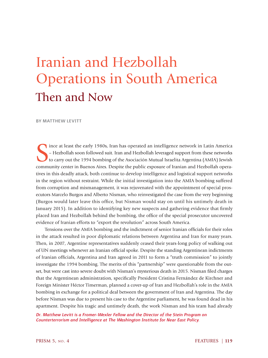 Iranian and Hezbollah Operations in South America Then and Now