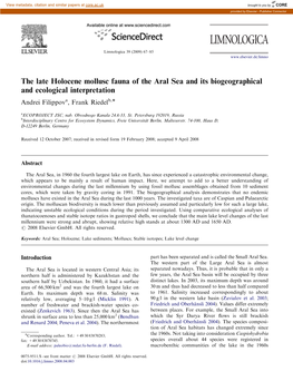 The Late Holocene Mollusc Fauna of the Aral Sea and Its Biogeographical and Ecological Interpretation Andrei Filippova, Frank Riedelb,Ã