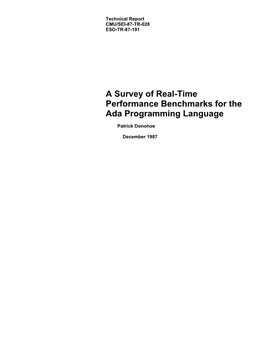 A Survey of Real-Time Performance Benchmarks for the Ada Programming Language