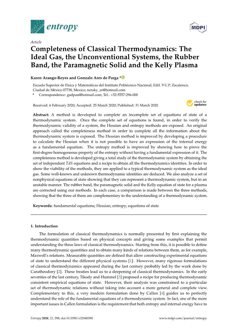 Completeness of Classical Thermodynamics: the Ideal Gas, the Unconventional Systems, the Rubber Band, the Paramagnetic Solid and the Kelly Plasma