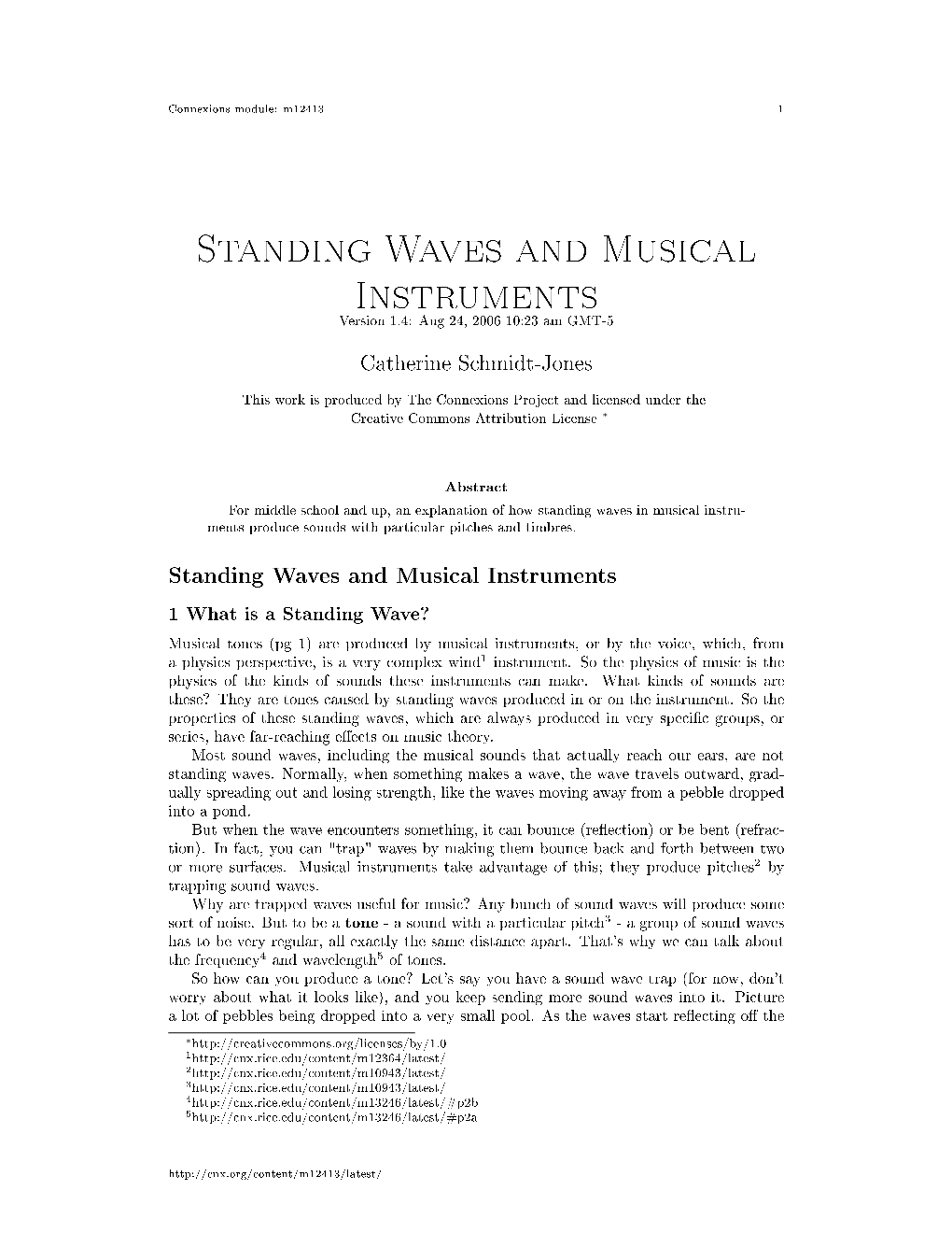 Standing Waves and Musical Instruments Version 1.4: Aug 24, 2006 10:23 Am GMT-5