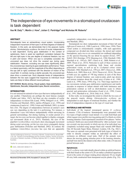 The Independence of Eye Movements in a Stomatopod Crustacean Is Task Dependent Ilse M