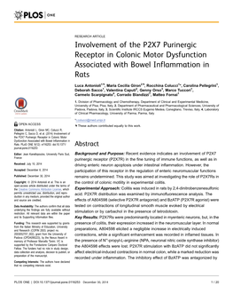 Involvement of the P2X7 Purinergic Receptor in Colonic Motor Dysfunction Associated with Bowel Inflammation in Rats