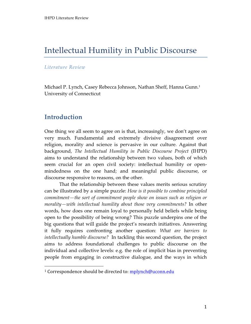 Intellectual Humility in Public Discourse