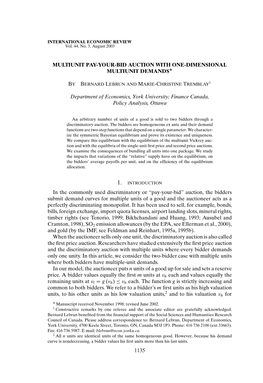 Multiunit Pay-Your-Bid Auction with One-Dimensional ∗ Multiunit Demands