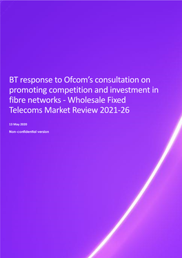 BT Response to Ofcom's Consultation on Promoting Competition And