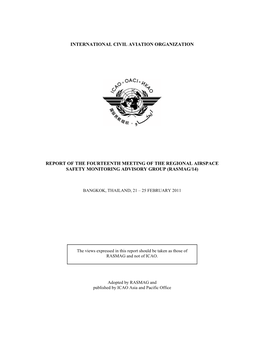 International Civil Aviation Organization Report of the Fourteenth Meeting of the Regional Airspace Safety Monitoring Advisory G
