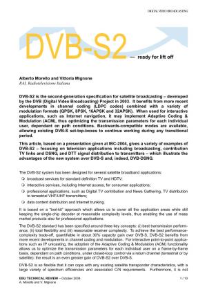 DVB-S2 — Ready for Lift Off