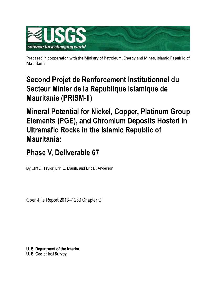 And Chromium Deposits Hosted in Ultramafic Rocks in the Islamic Republic of Mauritania: Phase V, Deliverable 67