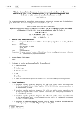Publication of an Application for Approval of Minor