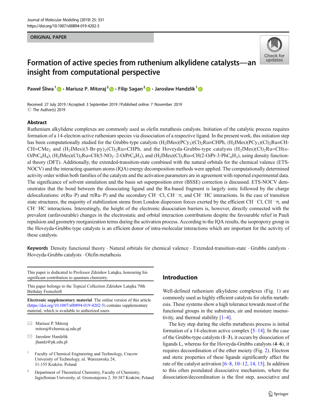 Formation of Active Species from Ruthenium Alkylidene Catalysts-An