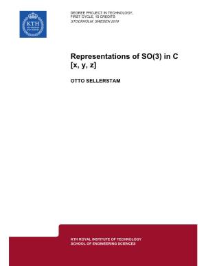 Representations of SO(3) in C [X, Y, Z]