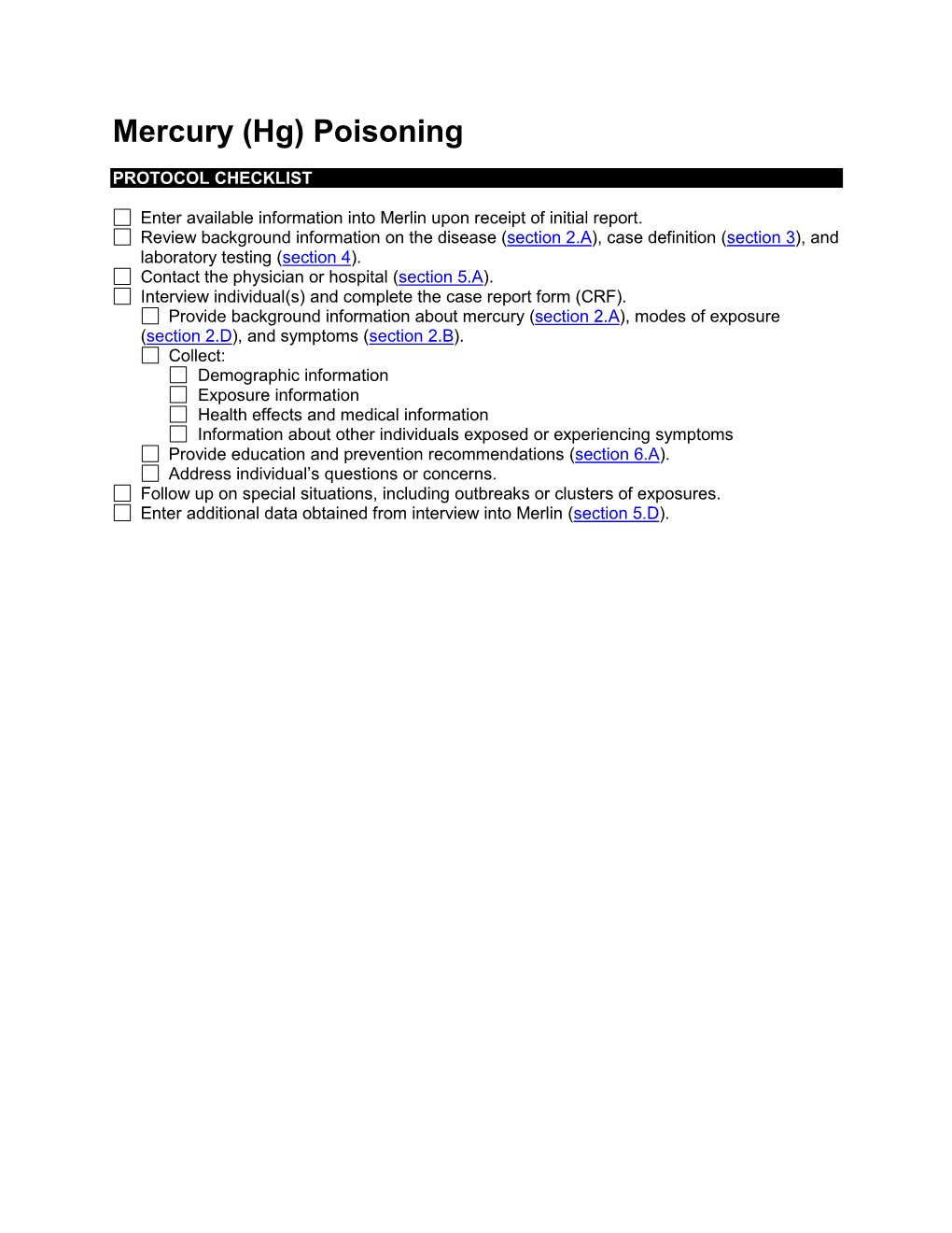 Mercury (Hg) Poisoning