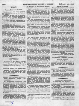 SENATE February 18, 1966 the Director of the National Science PROBLEMS and PROGRESS SENATE Foundation