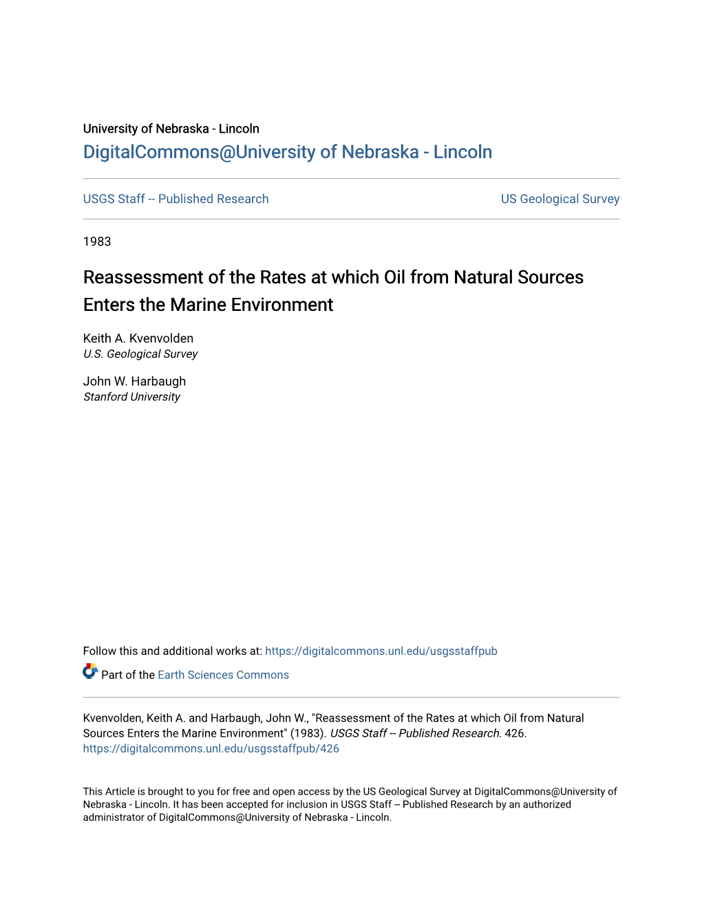 Reassessment of the Rates at Which Oil from Natural Sources Enters the Marine Environment