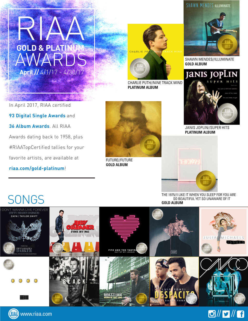 AWARDS GOLD ALBUM April // 4/1/17 - 4/30/17