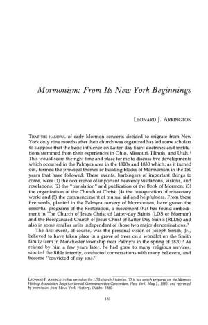 Mormonism: from Its New York Beginnings