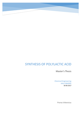 Synthesis of Polylactic Acid