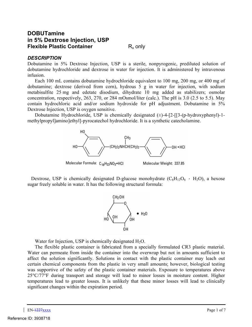 Dobutamine in 5% Dextrose Injection, USP Flexible Plastic Container Rx ...