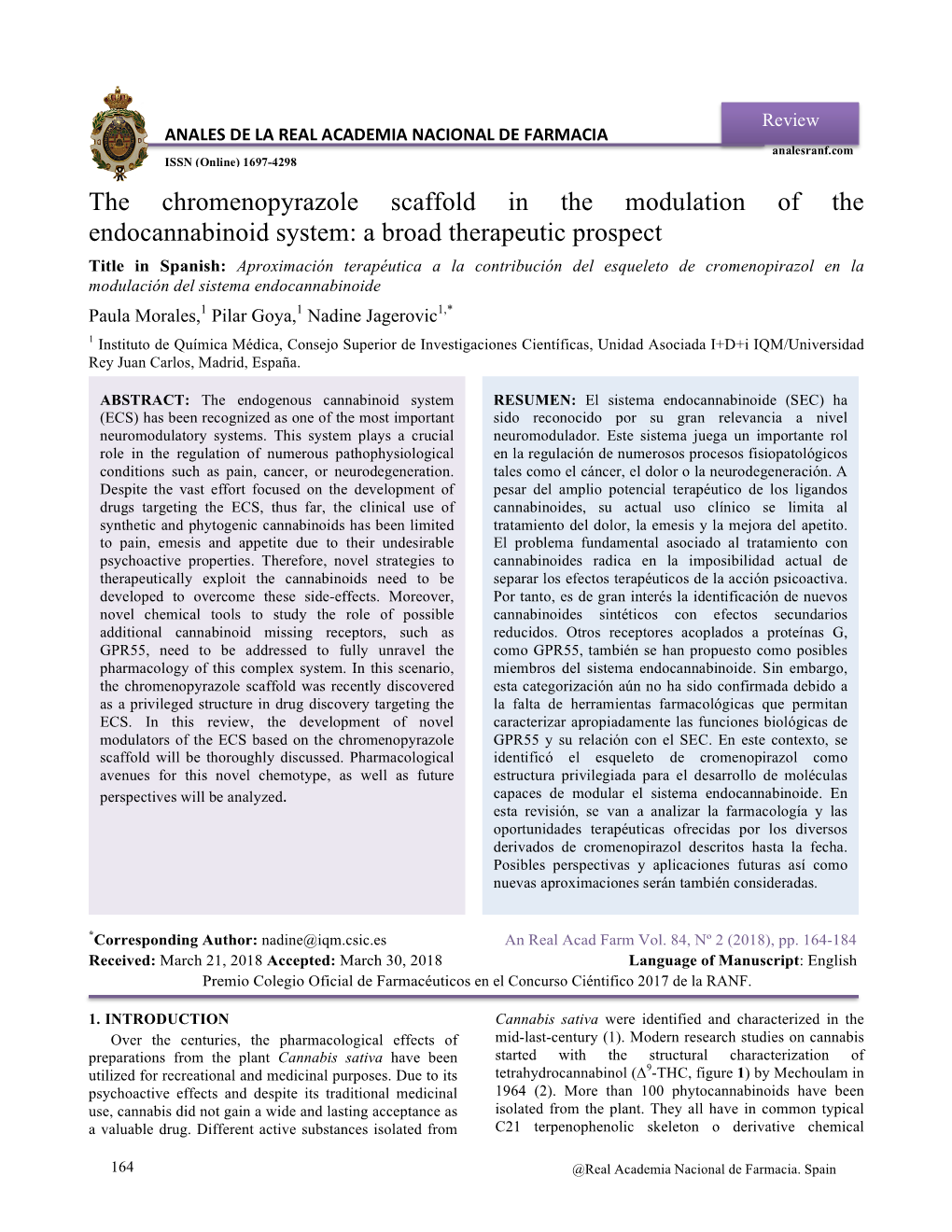 The Chromenopyrazole Scaffold in the Modulation of the Endocannabinoid