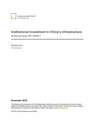 Institutional Investment in China's Infrastructure