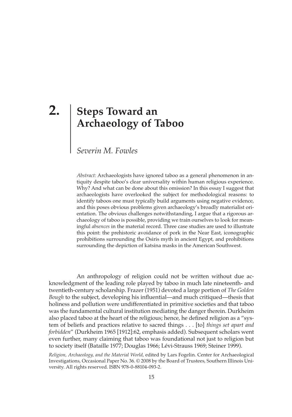 2. Steps Toward an Archaeology of Taboo