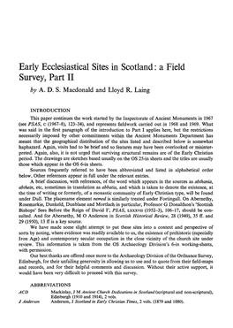 Early Ecclesiastical Sites in Scotland: a Field Survey, Part II