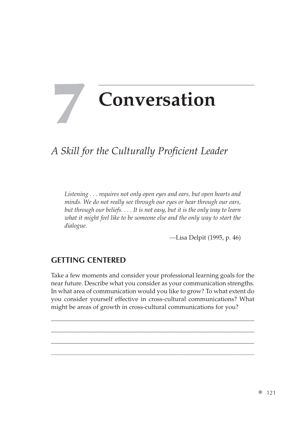 7 Conversation a Skill for the Culturally Proficient Leader