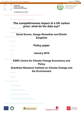 The Competitiveness Impact of a UK Carbon Price: What Do the Data Say?