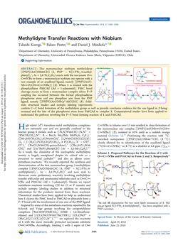 Methylidyne Transfer Reactions with Niobium † ‡ † Takashi Kurogi, Balazs Pinter, and Daniel J