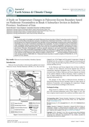 A Study on Temperature Changes in Paleocene-Eocene Boundary Based on Planktonic Foraminifera in Binak 4 Subsurface Section in Bu