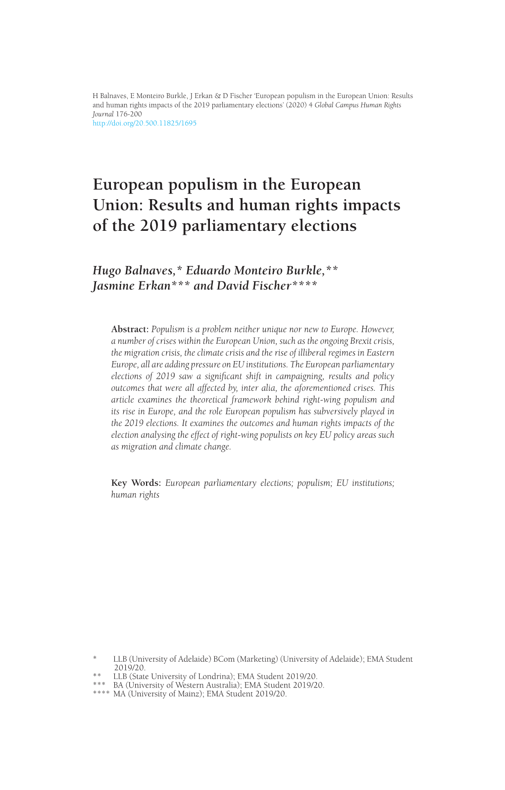 European Populism in the European Union