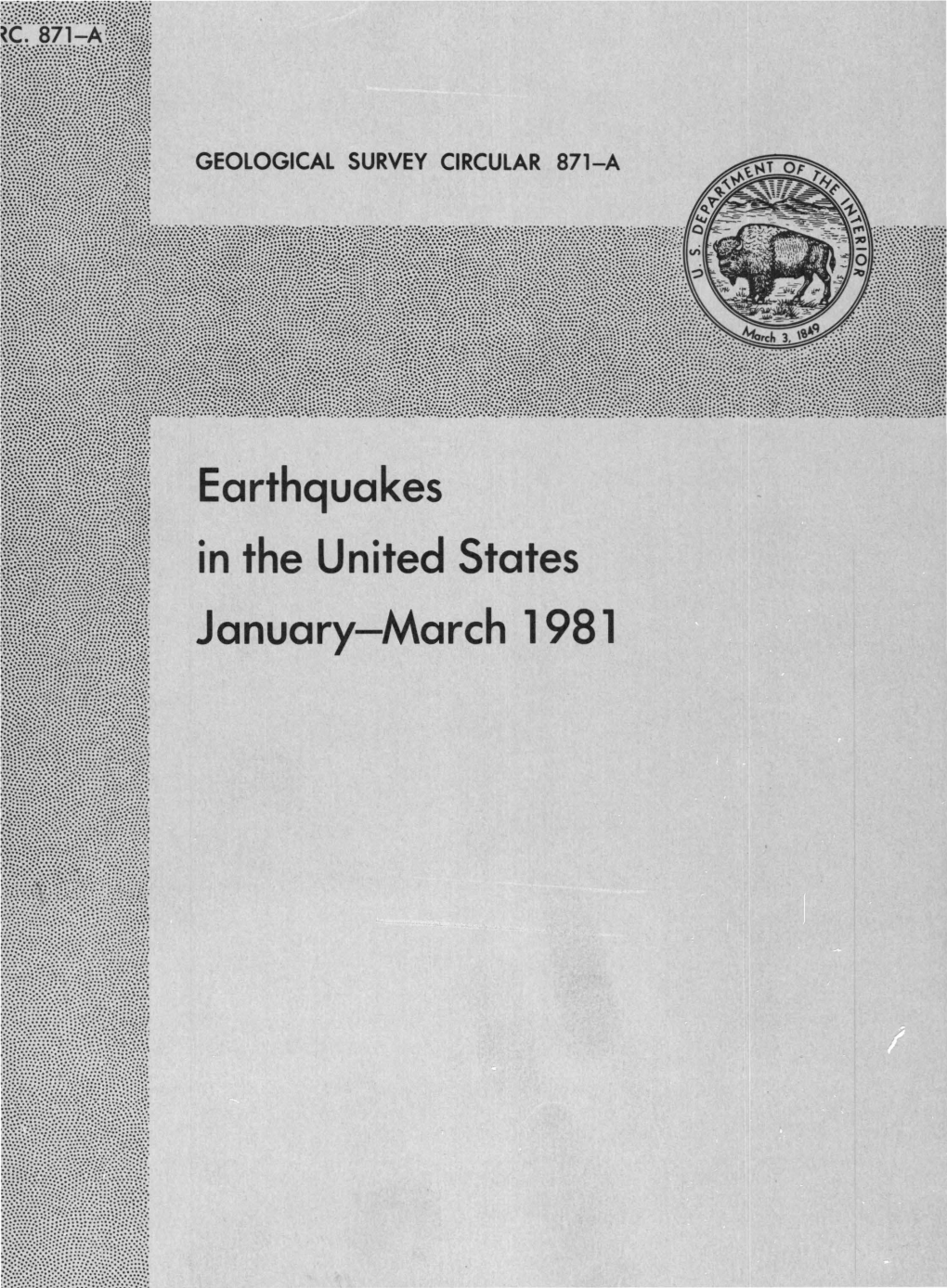 Earthquakes in the United States January-March 1981