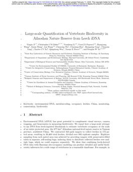 Large-Scale Quantification of Vertebrate Biodiversity in Ailaoshan