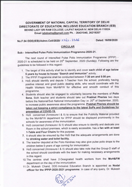 Pulse Polio Immunization Programme 2020-2021, Govt. of Delhi Agency Wise Kendra List Date of Phase :20/09/2020