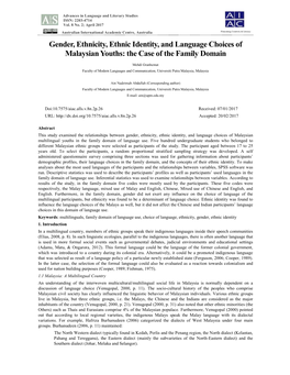 Gender, Ethnicity, Ethnic Identity, and Language Choices of Malaysian Youths: the Case of the Family Domain