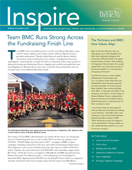 Team BMC Runs Strong Across the Fundraising Finish Line Continued from Page 1