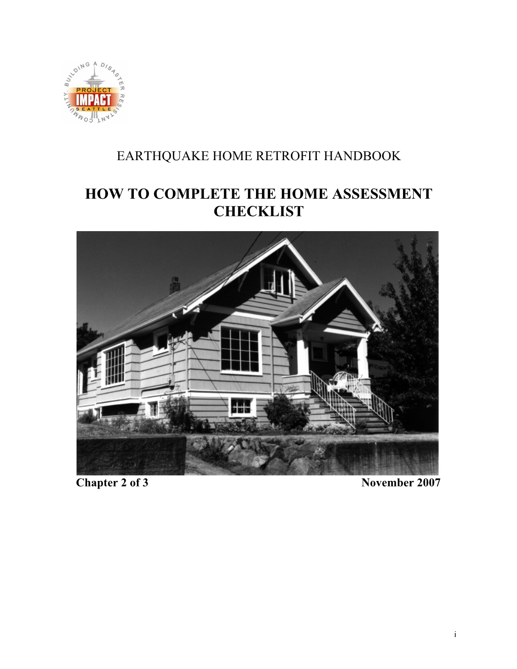 Earthquake Home Retrofit Handbook: Home Assessment Checklist