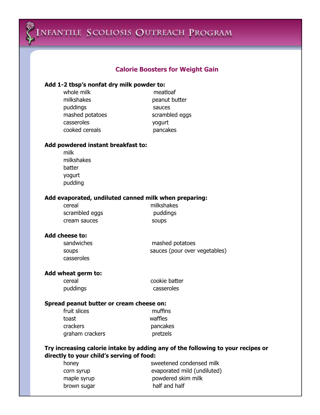 Calorie Boosters for Weight Gain