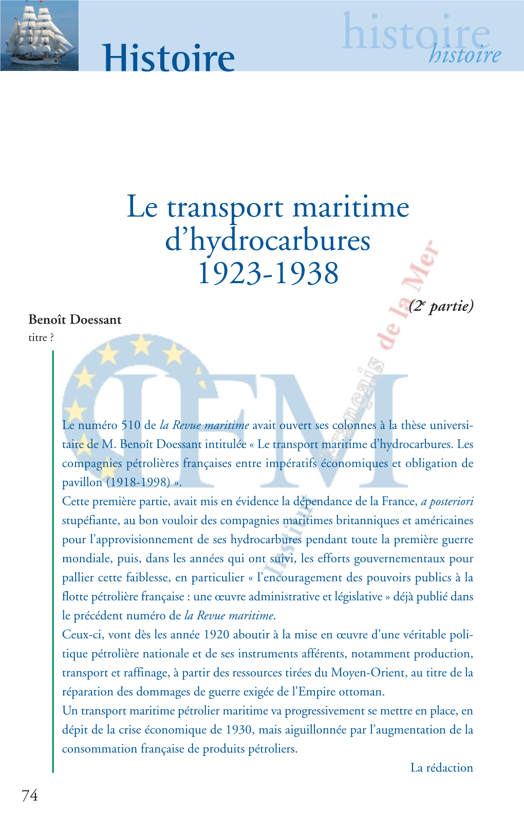 Histoire Le Transport Maritime D'hydrocarbures 1923