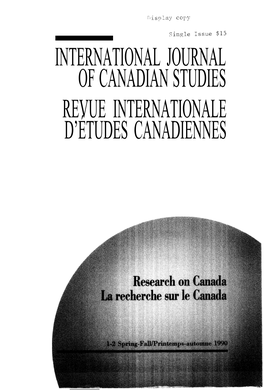 Research on Canada/La Recherche Sur Le Canada