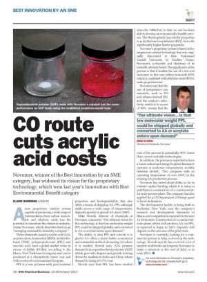 CO Route Cuts Acrylic Acid Costs