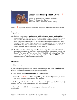 Lesson 5: Thinking About Death *