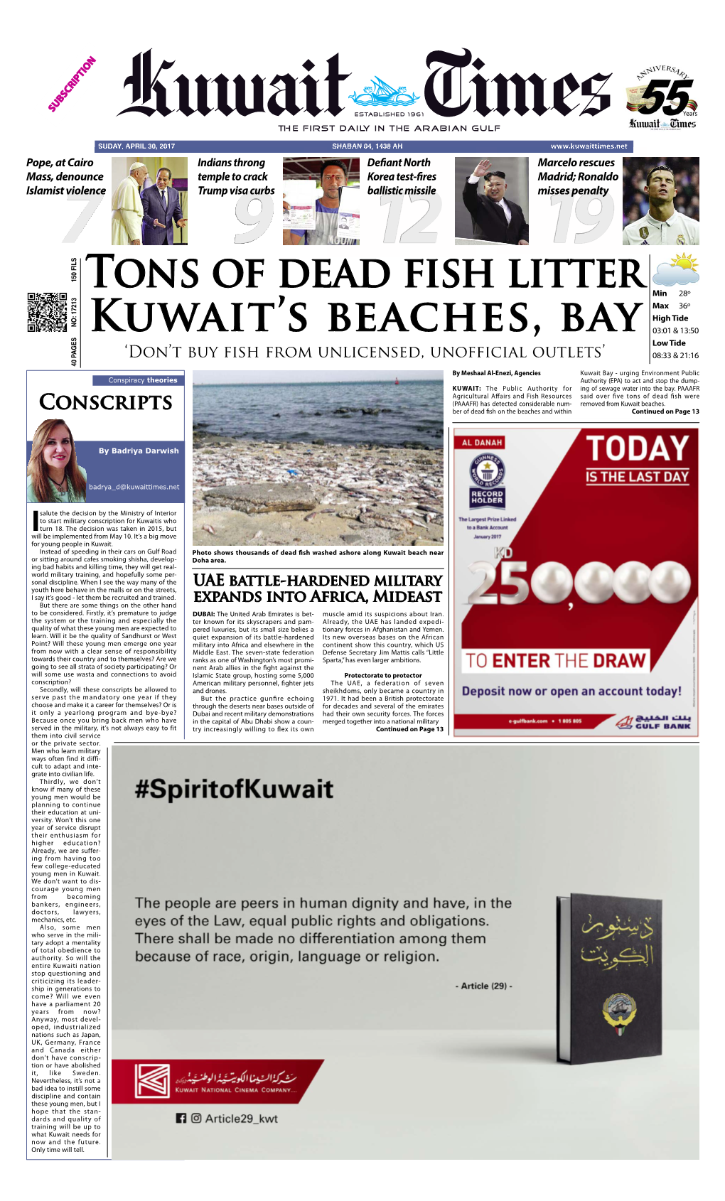 Tons of Dead Fish Litter Kuwait's Beaches