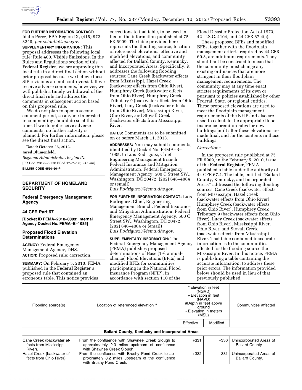 Federal Register/Vol. 77, No. 237/Monday, December 10, 2012