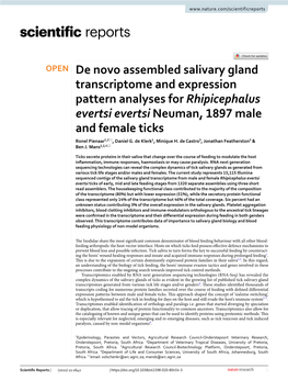 De Novo Assembled Salivary Gland Transcriptome and Expression