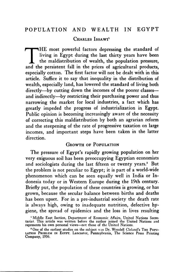 Population and Wealth in Egypt 99 from Disorders and Wars