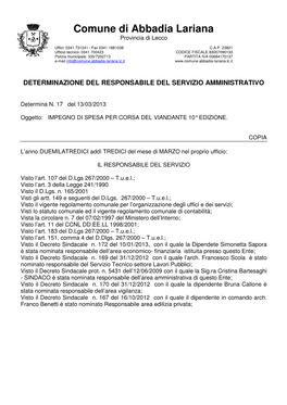 Comune Di Abbadia Lariana Provincia Di Lecco